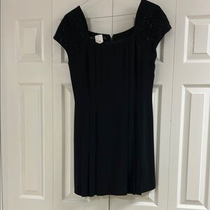 Mariana Black Dress with beaded design on sleeves